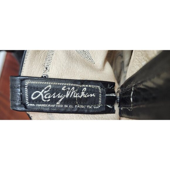 Vtg Larry Mahan Black Leather Cowboy Boots SIze 11 B, made in Texas - Picture 11 of 16